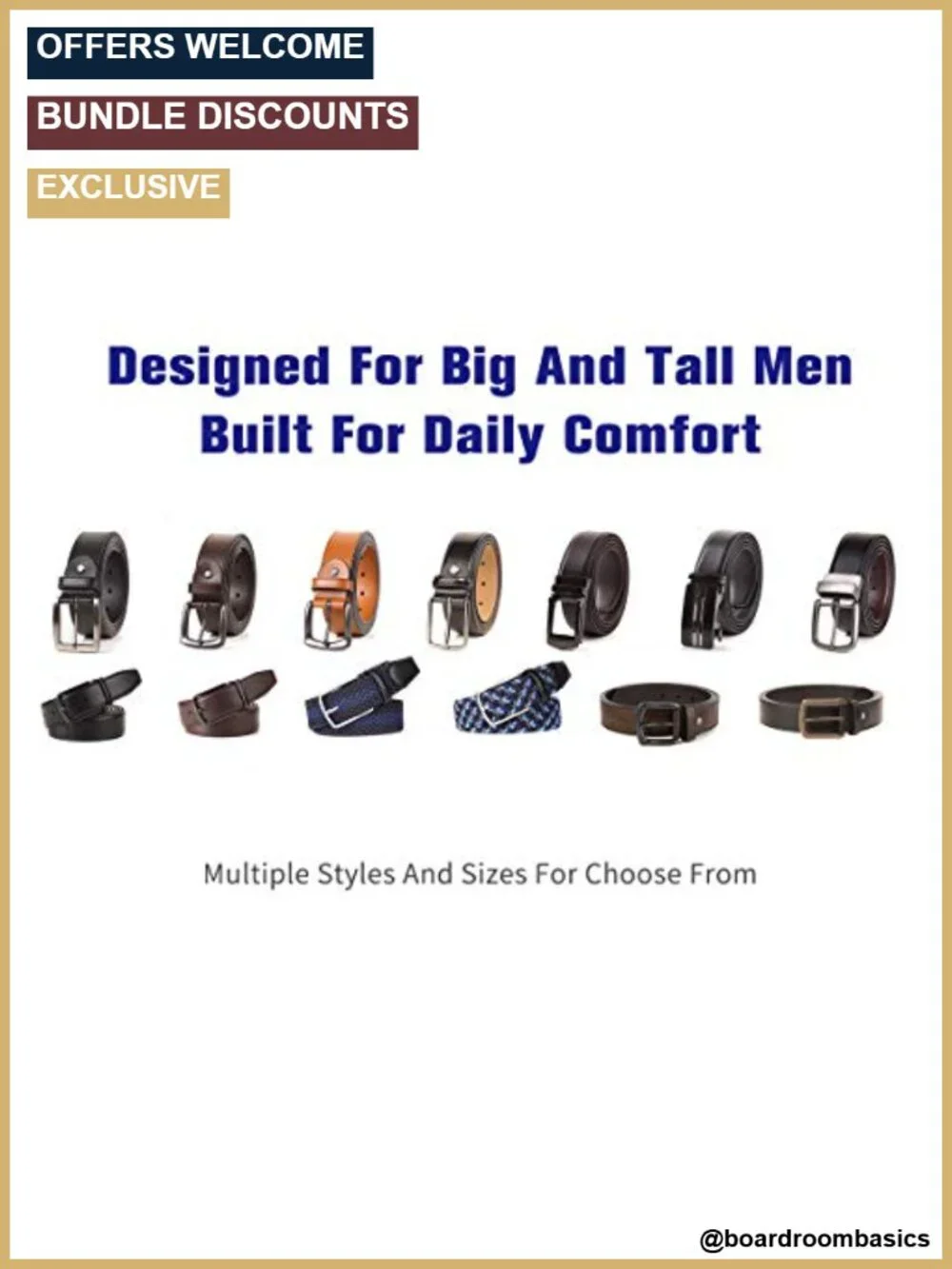 Extra Long Big & Tall Men's Faux Leather Dress Belt